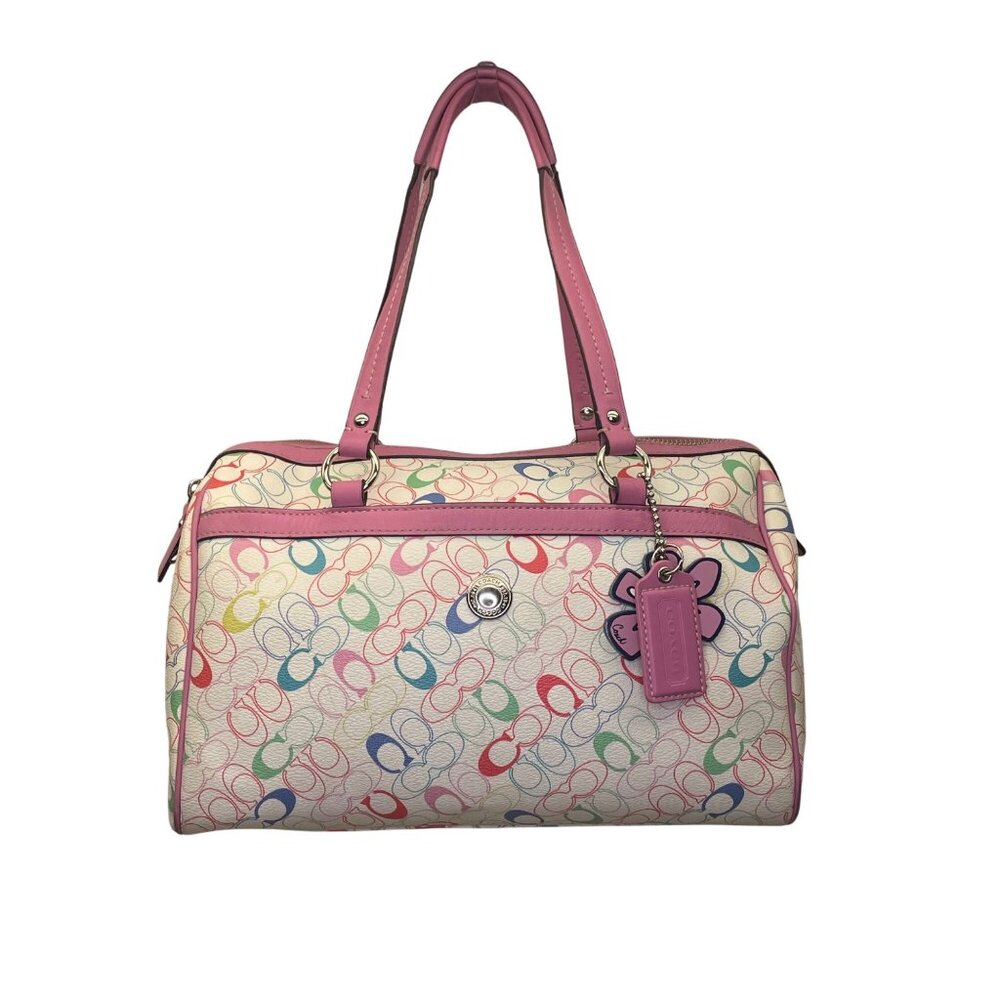 Coach Signature Tote with Pink and Multicolor Design